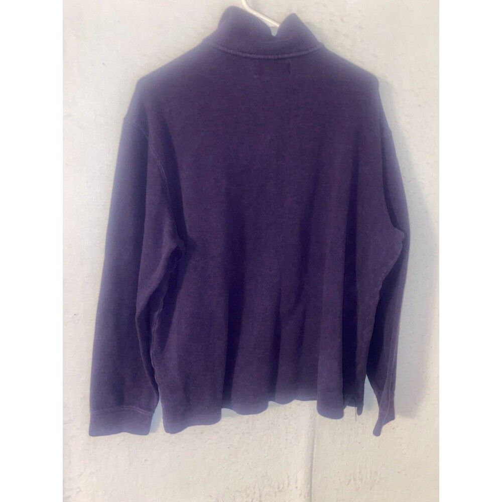 Polo Ralph Lauren Sweater Mens Medium Purple 1/4 Zip Mock Neck Pullover Pony L - Picture 7 of 7